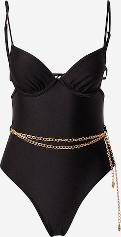 River Island T-shirt Swimsuit in Black: front