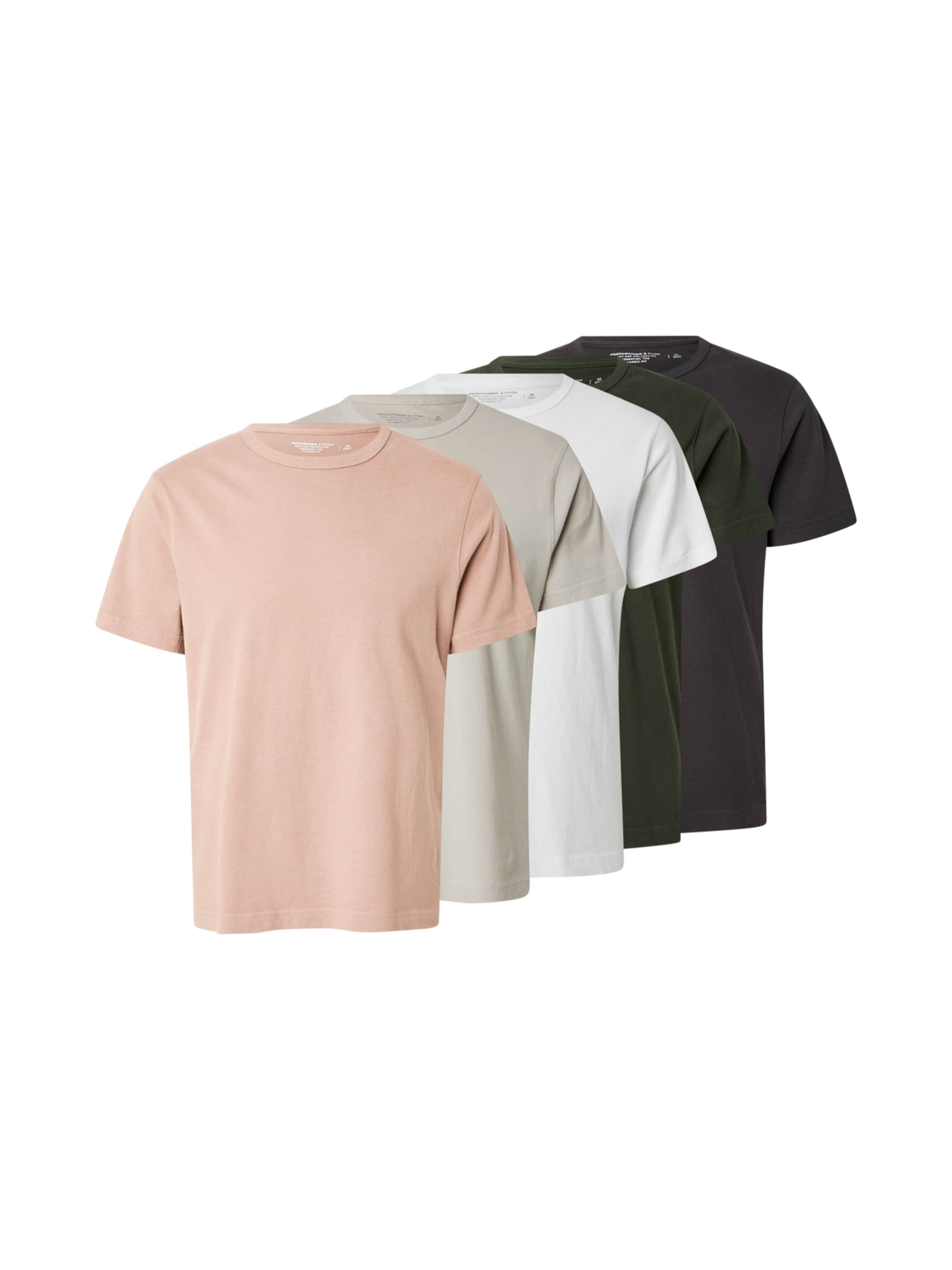 Abercrombie & Fitch T-Shirt en noisette / anthracite / gris clair / vert foncé / blanc, Vue avec produit