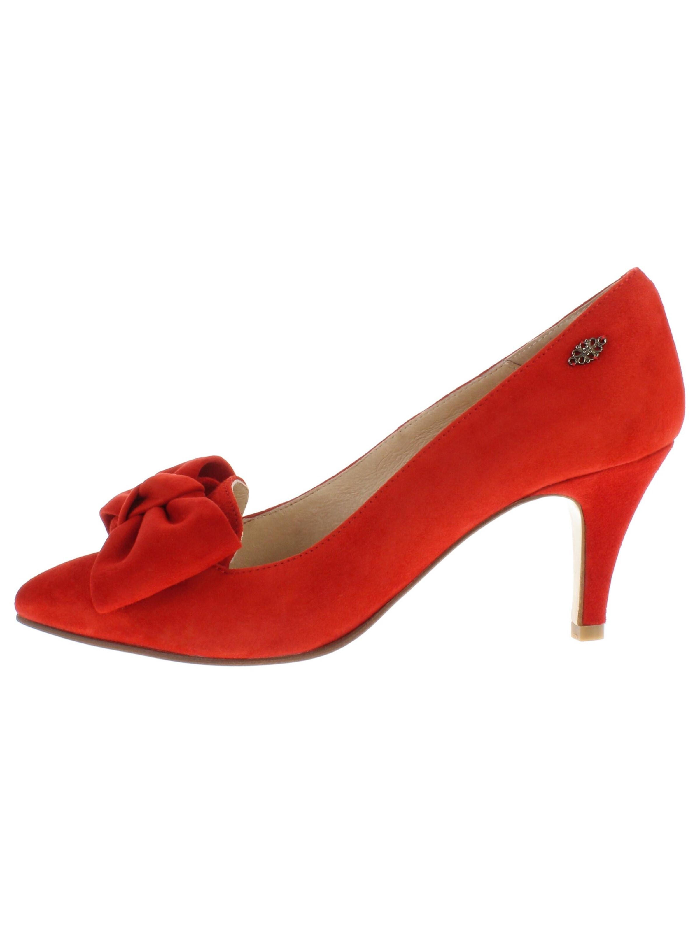 XAVER LUIS Schuhmanufaktur Pumps 'MARA - Spitze Pumps mit großer Schleife' in Red: front