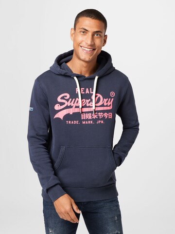 Superdry Суичър в синьо: отпред