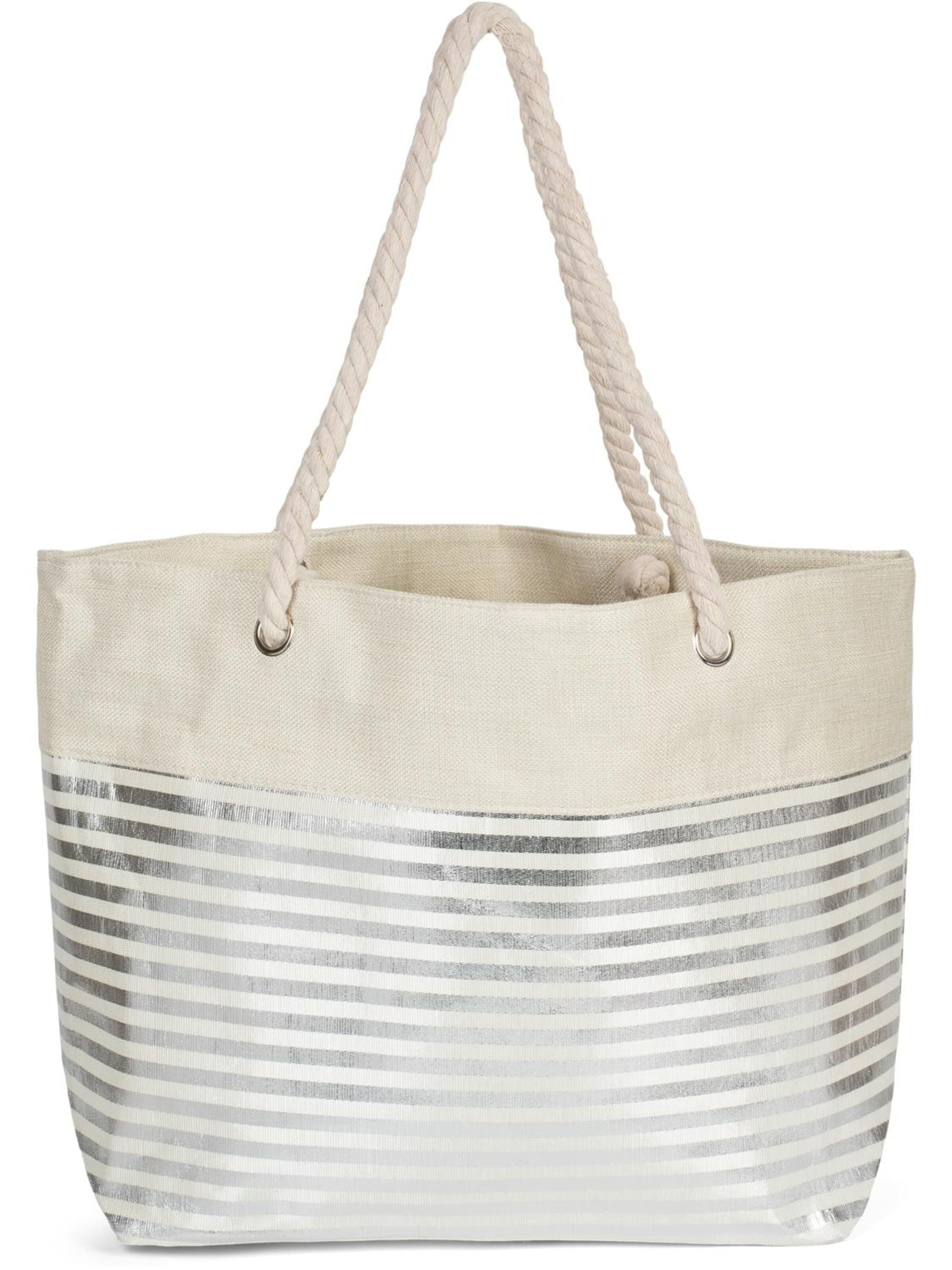 styleBREAKER Strandtasche 'Strandtasche mit metallic Streifen'‌‌‌ in One Size in beige, Produktansicht
