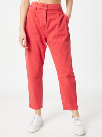 ESPRIT Normální Kalhoty se sklady v pase – červená: přední strana