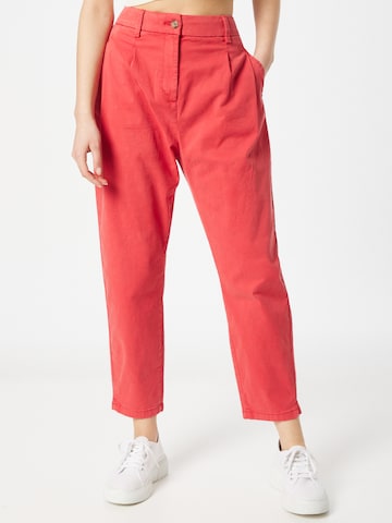 ESPRIT - Regular Calças com pregas em vermelho: frente