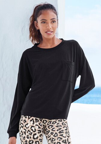 LASCANA Pajama shirt in Black: front