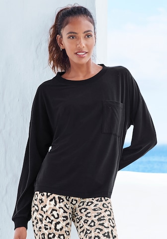 LASCANA Pajama Shirt in Black: front