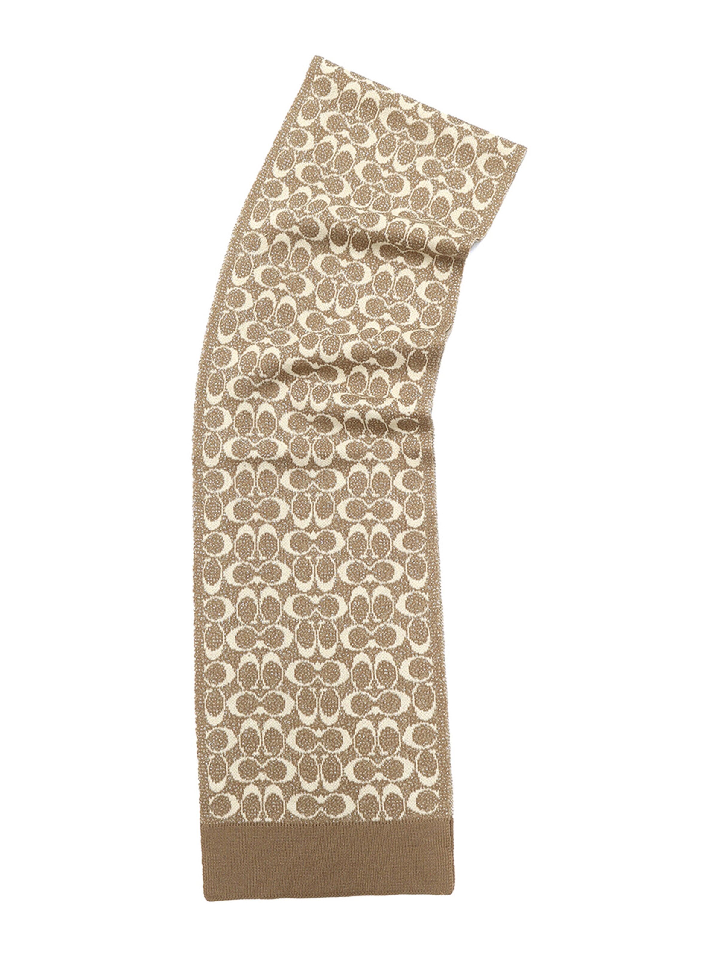 bēšs COACH Šalle 'METALLIC SIGNATURE C SCARF'