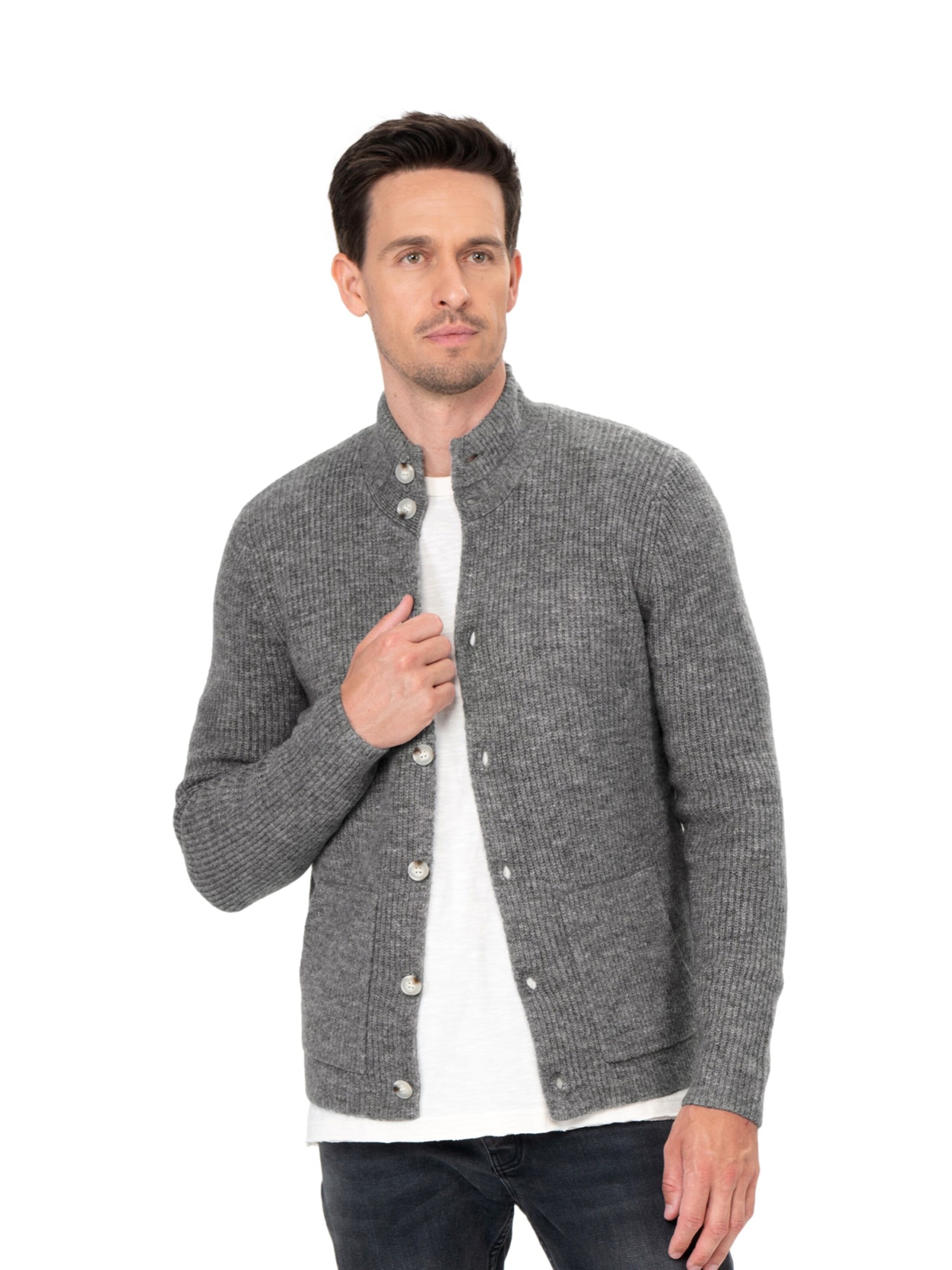 Key Largo Gebreid vest 'KLLUZERN' in Grijs: voorkant