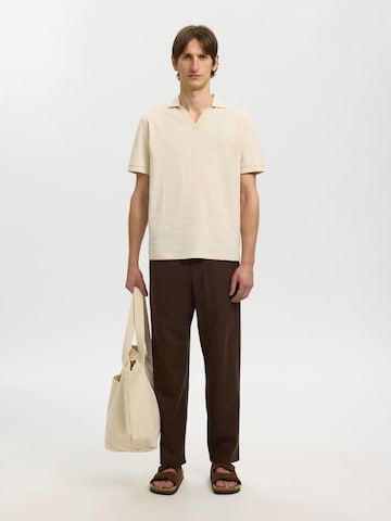 Tricou 'SLHMILAN' de la SELECTED pe bej