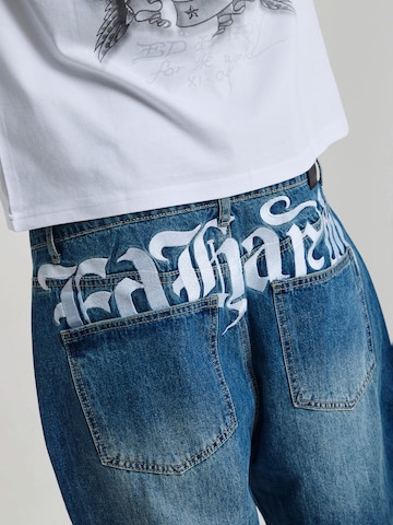Ed Hardy Loosefit Farkut 'Serpent Skull' värissä sininen