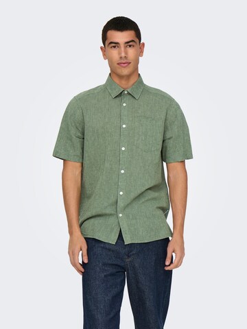 Only & Sons Regular fit Overhemd 'ONSCaiden' in Groen: voorkant