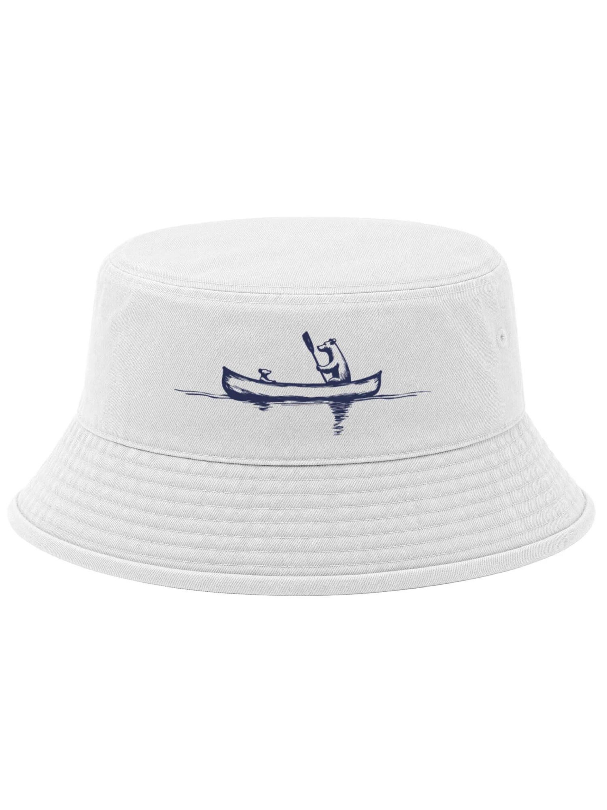 Neverless Hat 'Bär Kanu' in White: front
