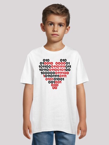 F4NT4STIC Shirt 'I Love You 01001001 Binary Code Herz Valentinstag' in Wit: voorkant