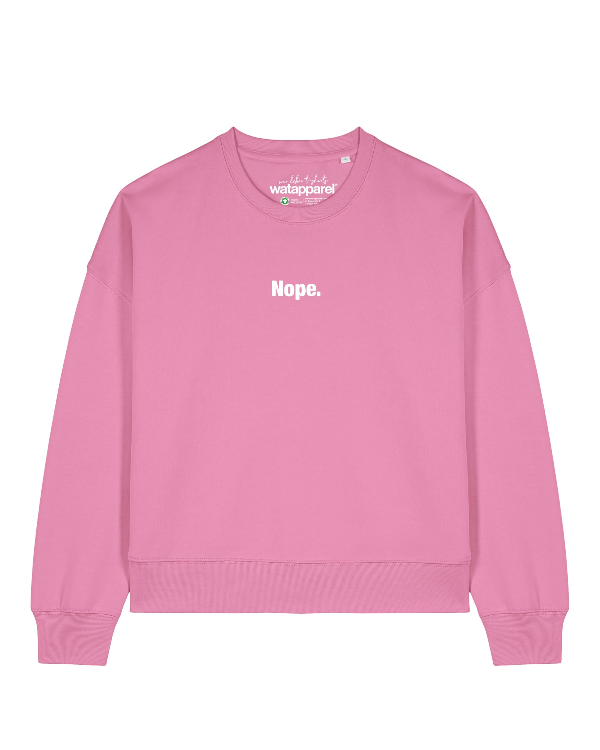 Sweat-shirt 'Nope ' Watapparel en rose : devant