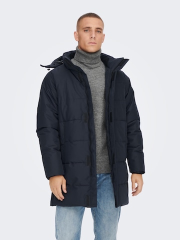 Only & Sons Between-Seasons Coat 'Carl' in Blue: front