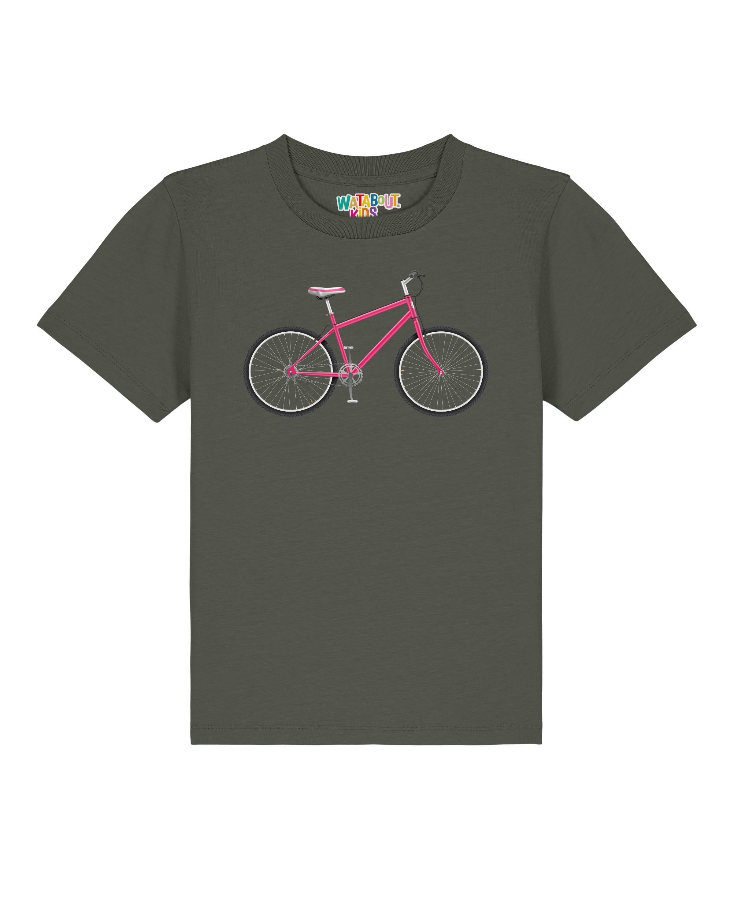 watabout.kids Shirt 'Pink Bike' in Green: front