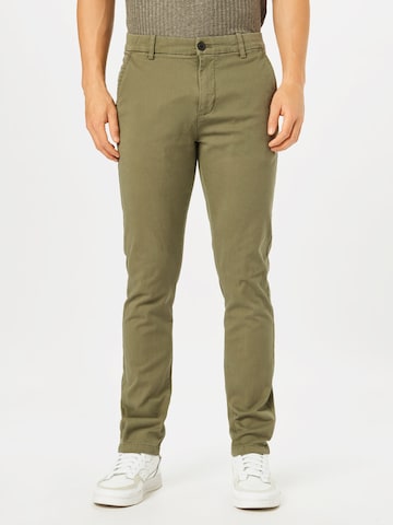 Coupe slim Pantalon chino 'Superflex' Lindbergh en vert : devant