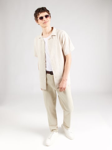 KnowledgeCotton Apparel Comfort Fit Риза в бежово