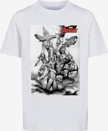 T-Shirt 'Marvel Avengers Assemble Team' F4NT4STIC en blanc : devant