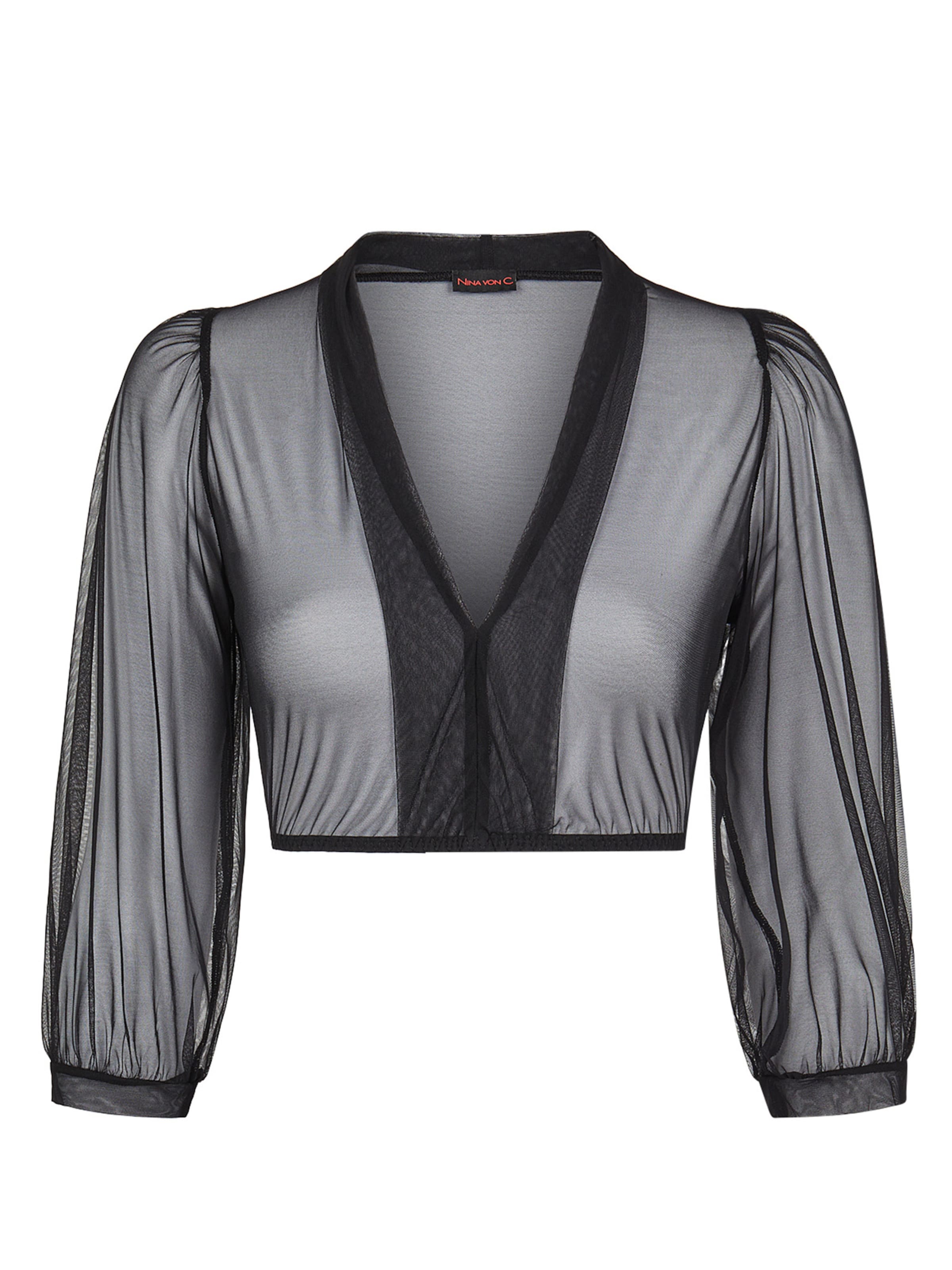 Nina von C. Trachtenbluse 'Emilia'‌‌ in Schwarz: Vorderseite