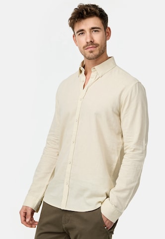 INDICODE JEANS Regular fit Button Up Shirt 'Brayden' in Beige