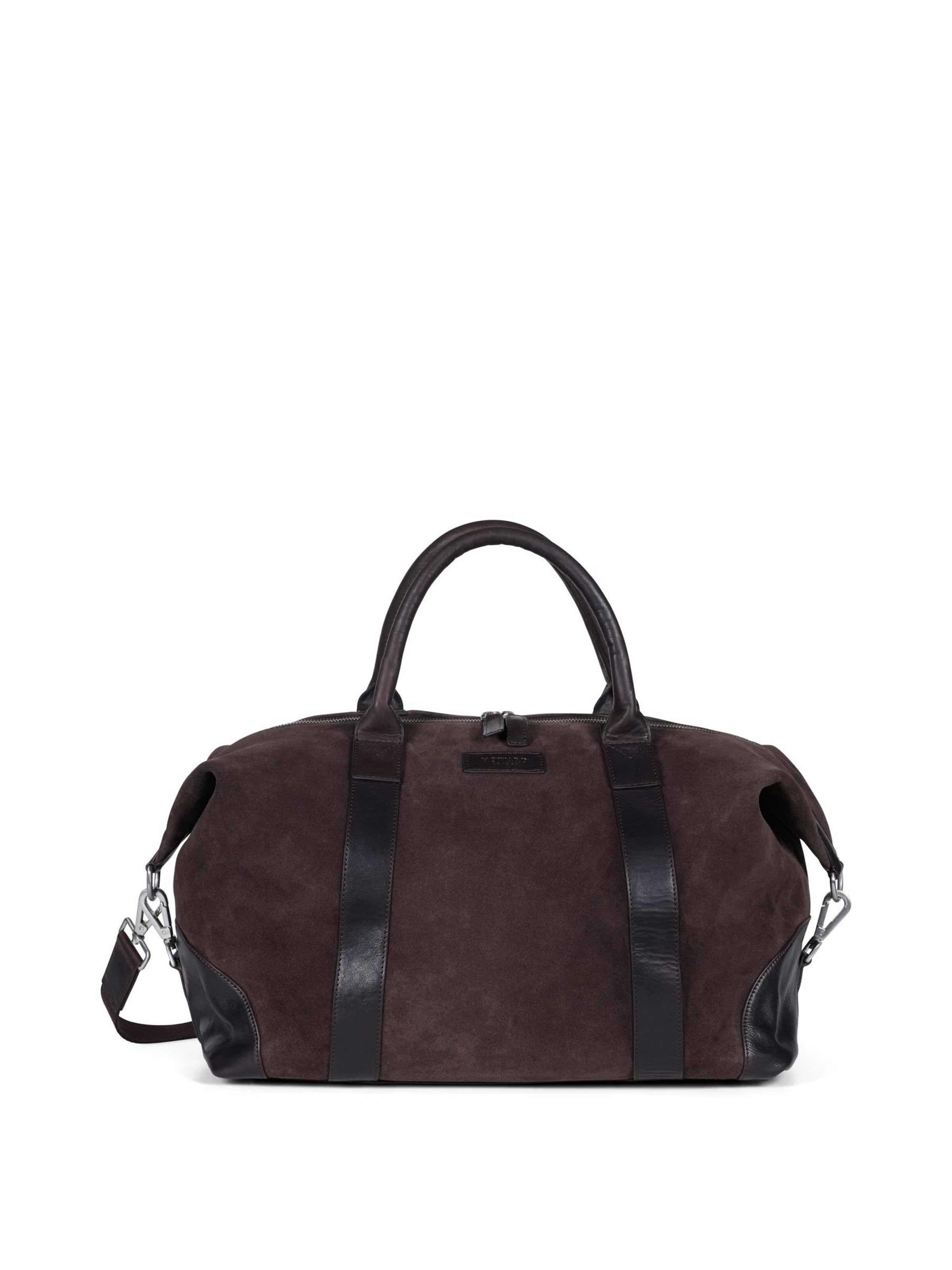Howard London Weekendtas 'Weekend Bag Steven Suede Chocolate Brown' in Bruin: voorkant