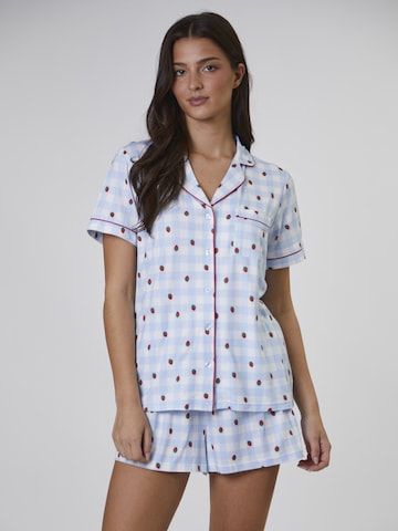 Loungeable Pajama 'Strawberry' in Blue: front