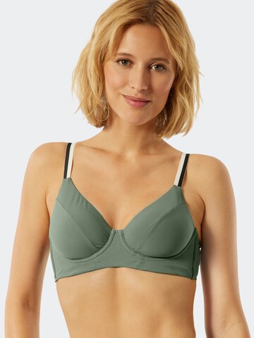 SCHIESSER T-shirt Bikini Top ' Aqua Californian Dream ' in Green: front