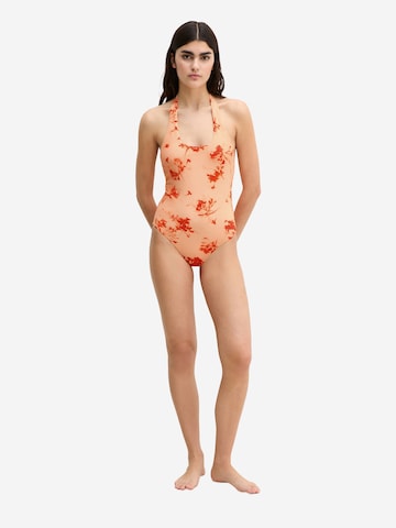 Marc O'Polo Bustier Badeanzug ' Firecracker Floral ' in Orange: Vorderseite