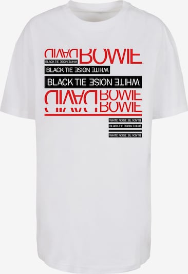 F4NT4STIC T-shirt oversize 'David Bowie Music Band Merchandise Schwarz Tie Weiß Noise' en rouge / noir / blanc, Vue avec produit