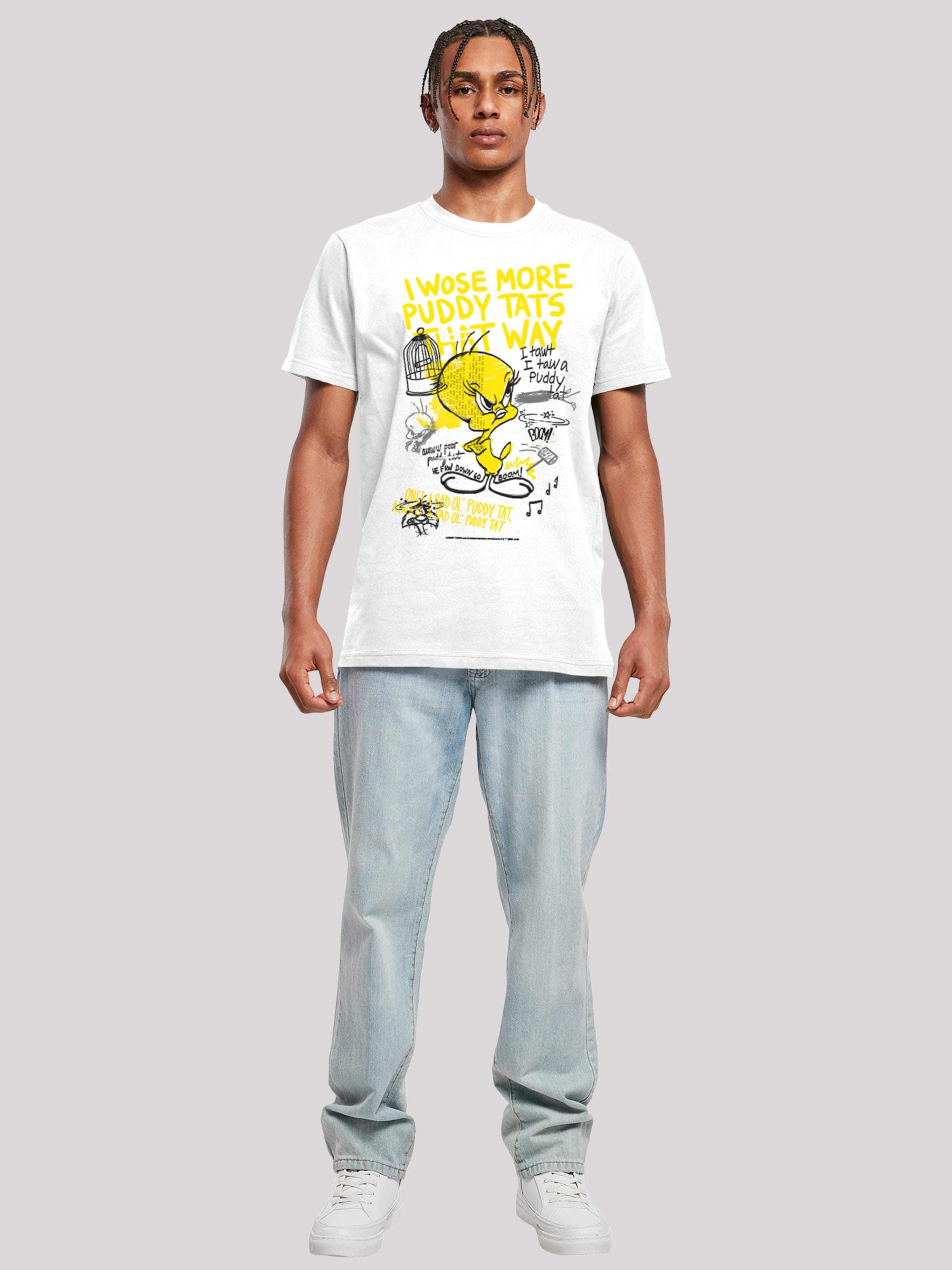 Männer Große Größen F4NT4STIC Shirt 'Looney Tunes Tweety Pie More Puddy Tats' in Weiß - AF22598 Männer Große Größen F4NT4STIC Shirt 'Looney Tunes Tweety Pie More Puddy Tats' in Weiß - AF22598