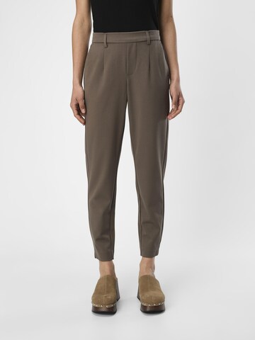 OBJECT Slim fit Pleat-front trousers 'Lisa' in Brown: front