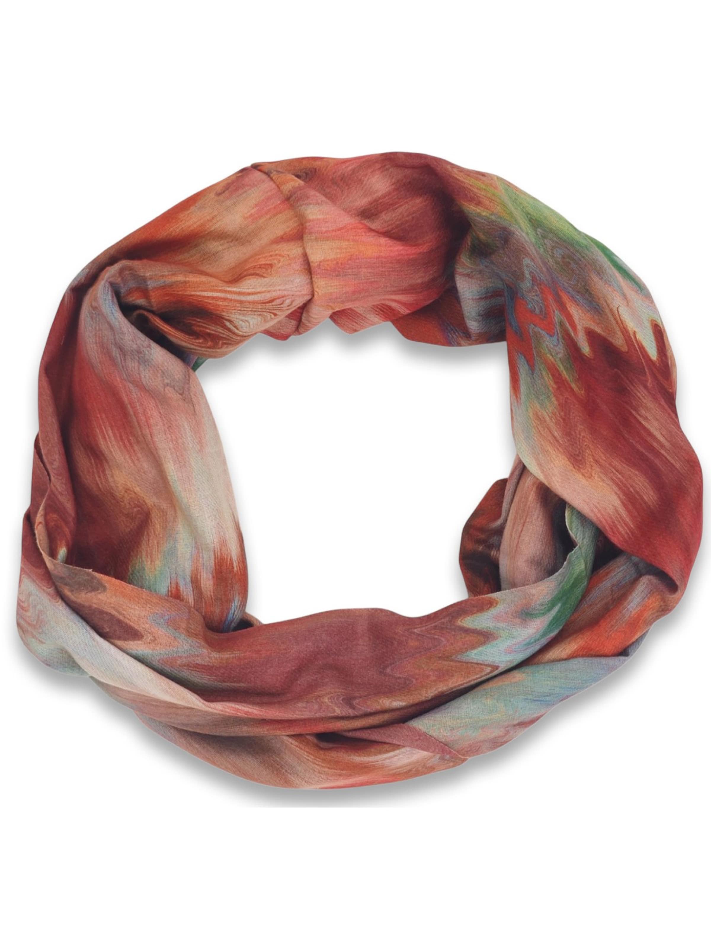 styleBREAKER Schal 'Loop Schal mit Aquarell Wellenmuster'‌‌‌ in Rot: Vorderseite