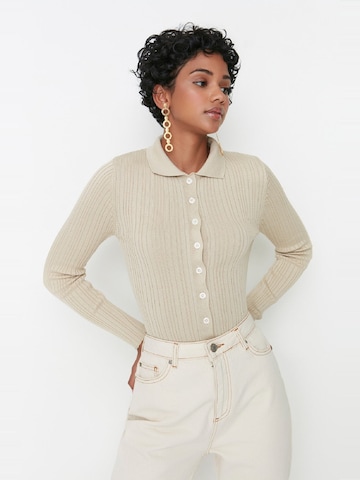 Trendyol Knit cardigan in Beige: front