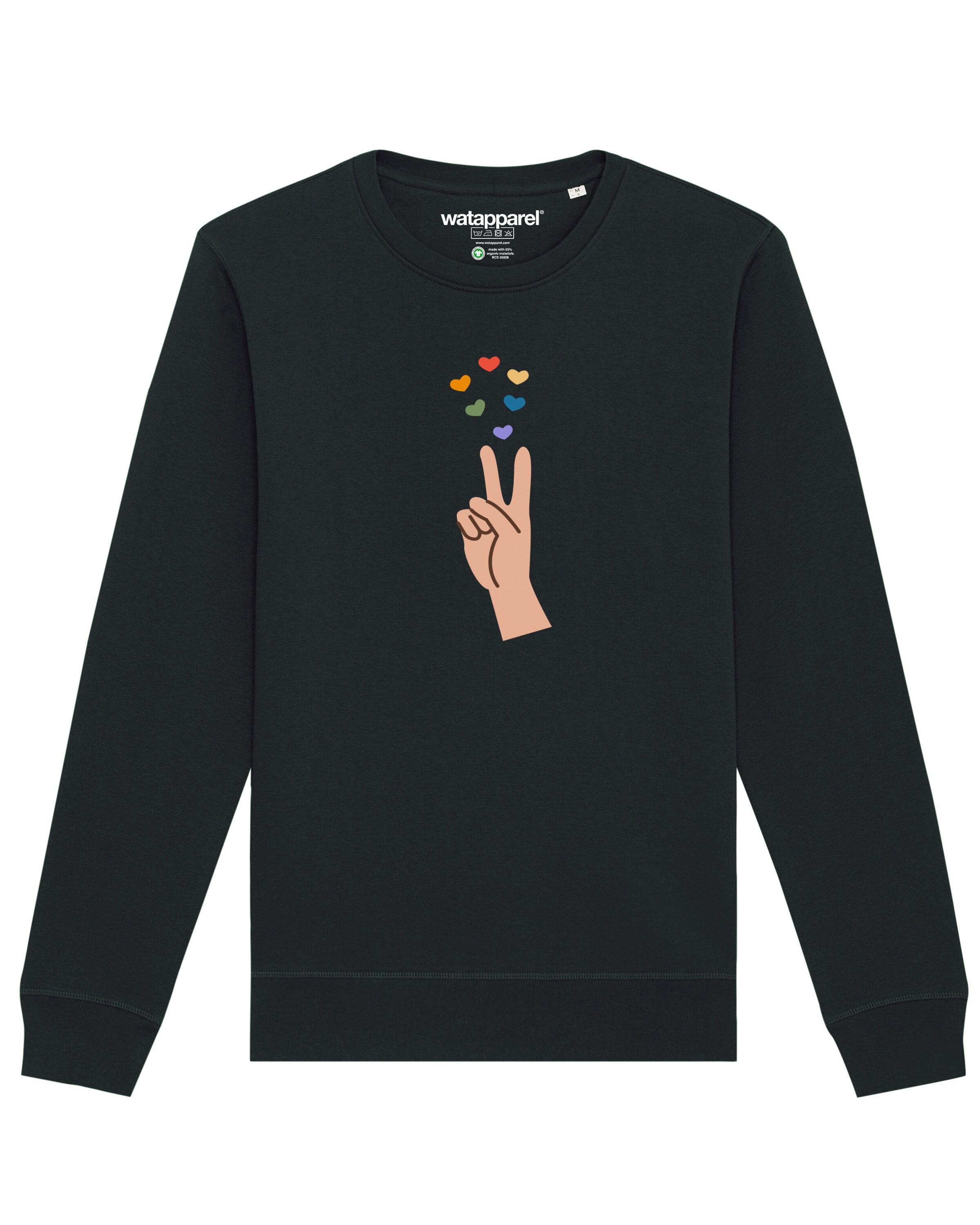 Felpa ' Spread love ' di Watapparel in nero: frontale