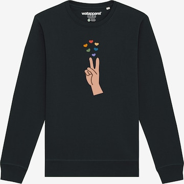 Felpa ' Spread love ' di Watapparel in nero: frontale