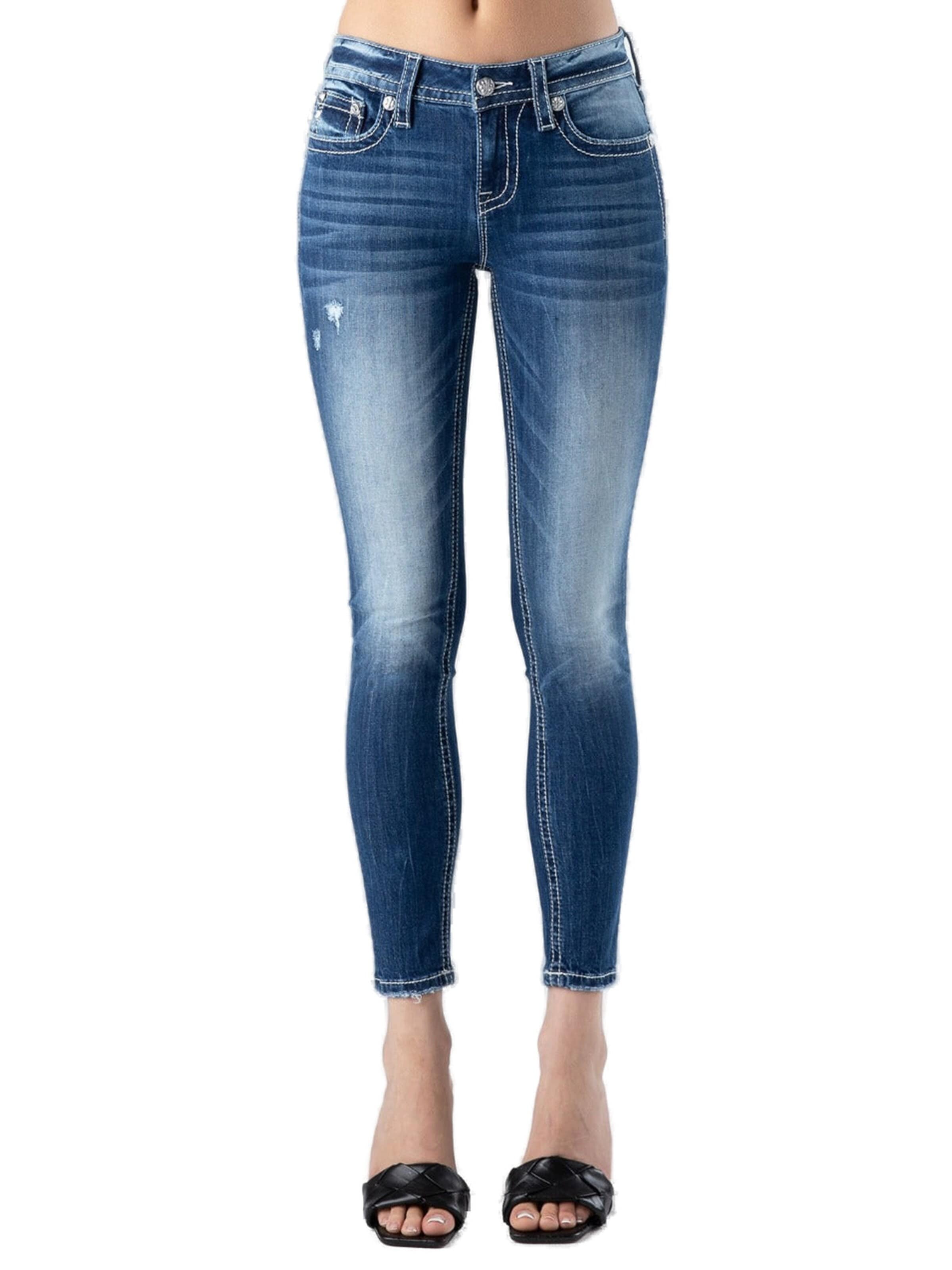 Miss Me Skinny Jeans 'Coral Flower Leaves Jeans' in Blue