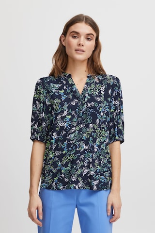 Fransa Blouse 'Merla' in Blauw: voorkant