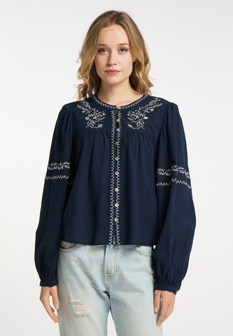 DreiMaster Vintage Blouse in Blauw: voorkant