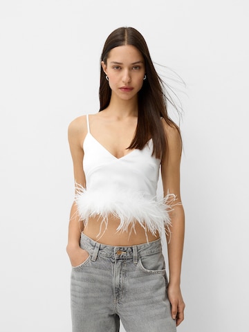 Bershka Top – bílá: přední strana