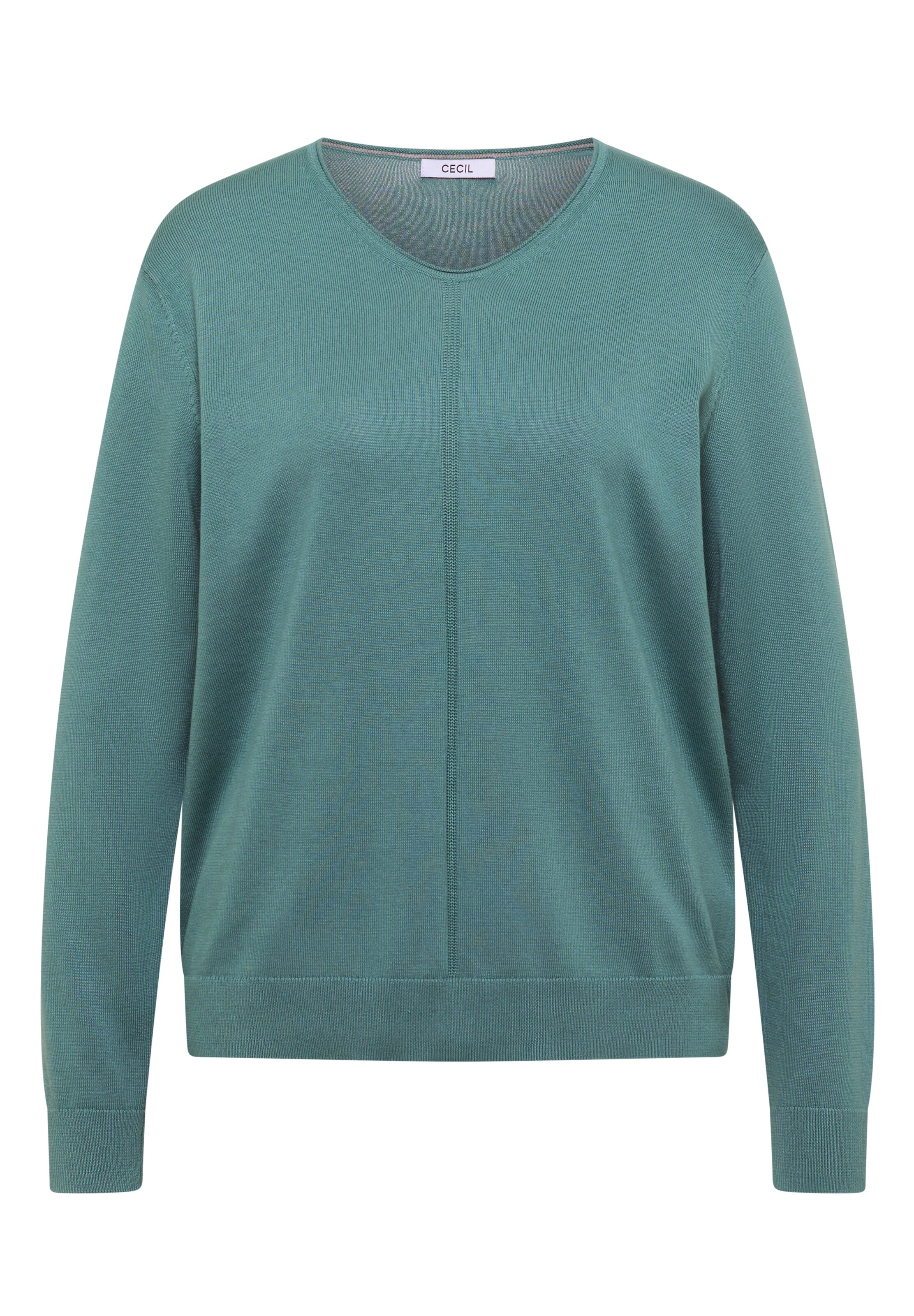 CECIL Basic Pullover mit V-Neck in Unifarbe in L in türkis, Produktansicht