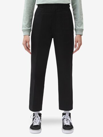 DICKIES Regular Trousers with creases '874 Cropped' in Black: front