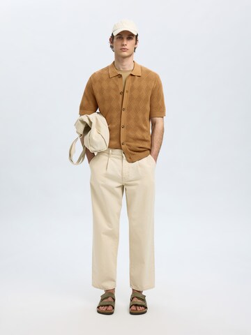 SELECTED HOMME Regular fit Gebreid vest 'SLHARCO' in Bruin