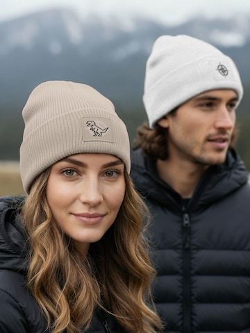 Neverless Beanie 'Polygon T-Rex' in Beige