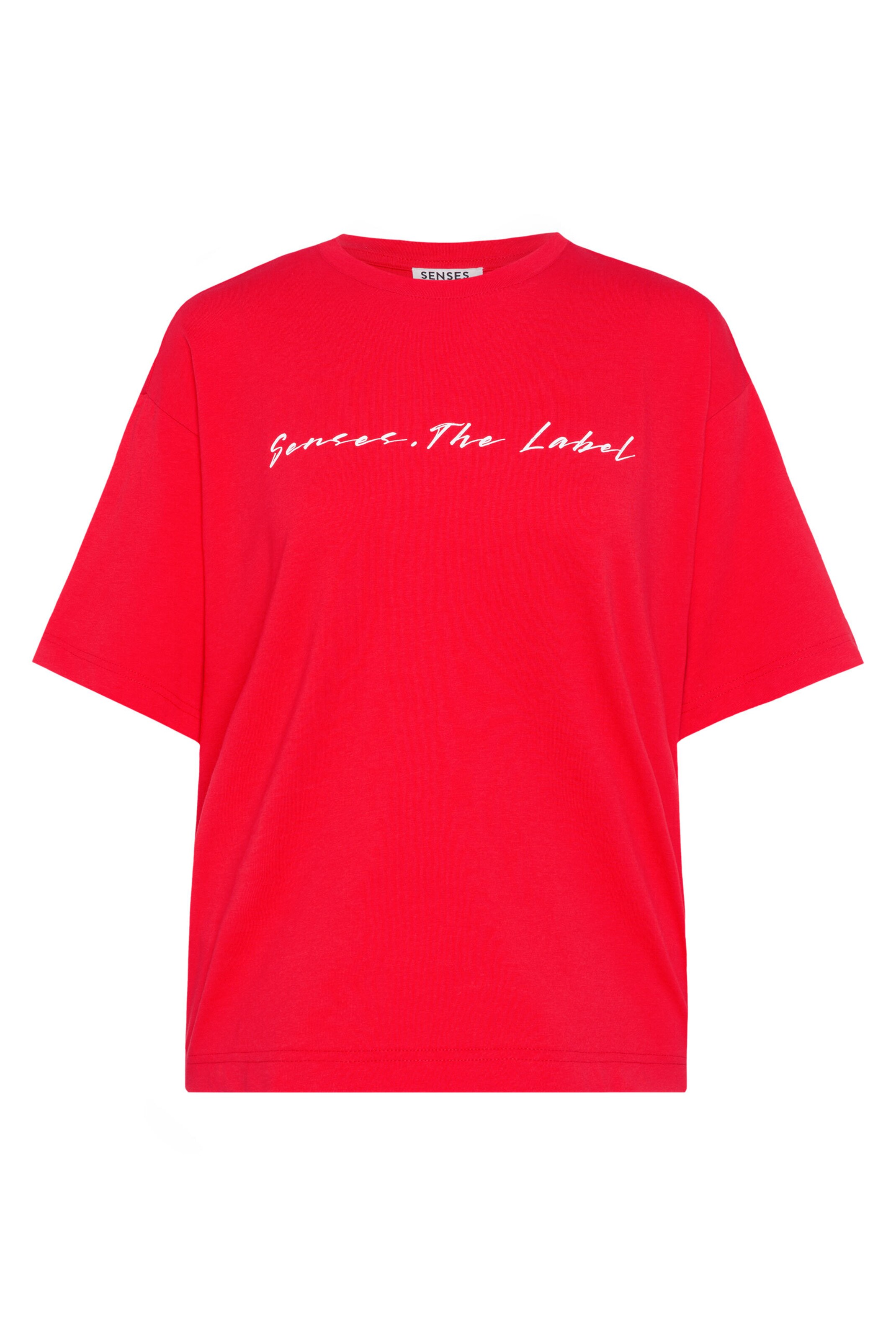 SENSES.THE LABEL Oversized T-Shirt TEC:LA mit Backprint in XS in rot, Produktansicht