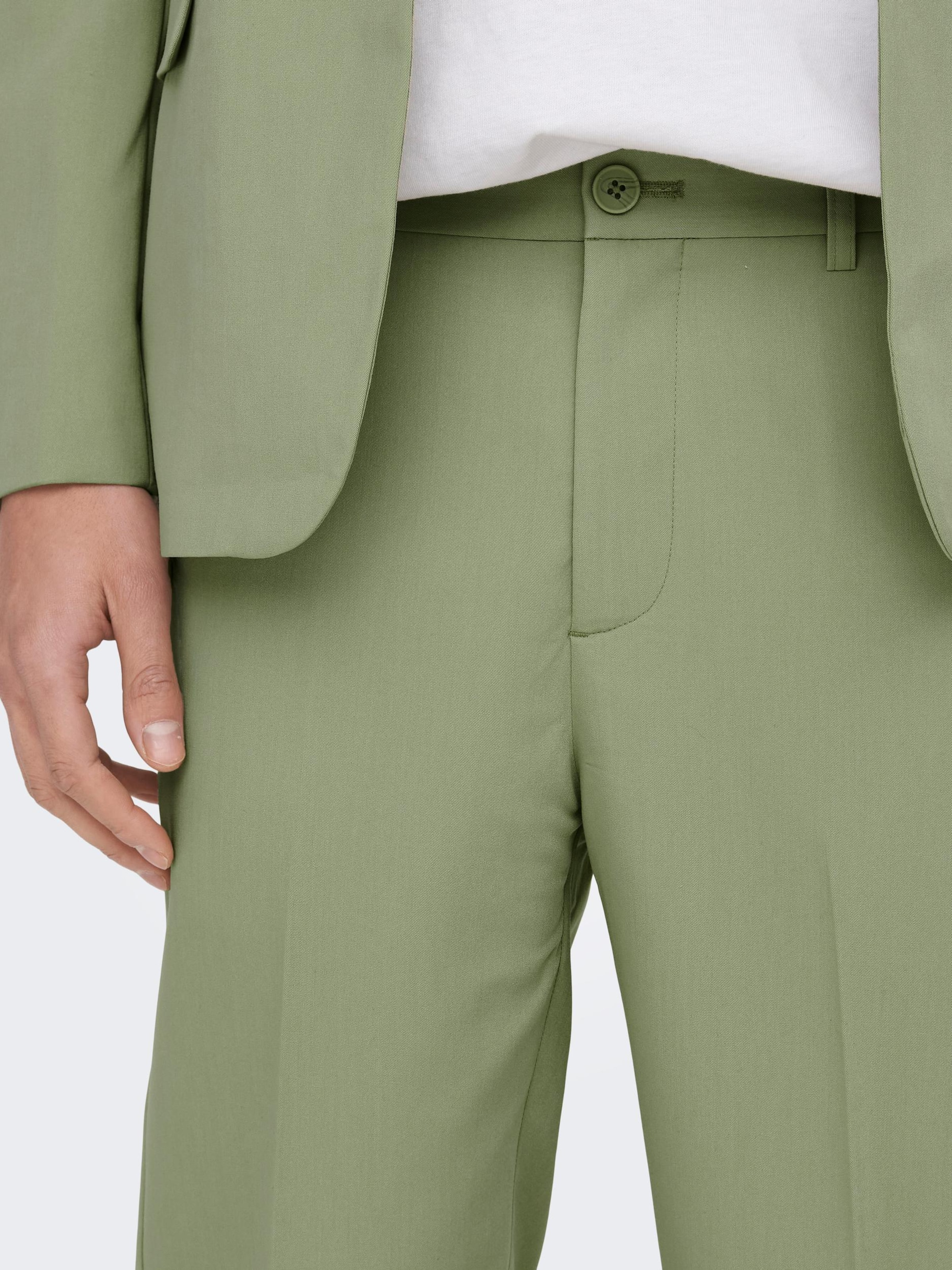 Only & Sons Slim fit Pleated Pants 'Eve' in Green | ABOUT YOU