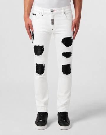 Slimfit Jeans 'Rock Star' di Philipp Plein in bianco: frontale
