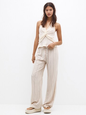 Pull&Bear Wide leg Trousers in Beige