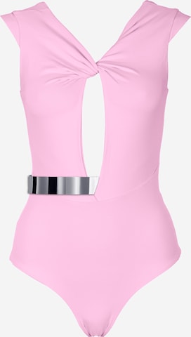 SEA ME SWIM High neck Swimsuit 'COTE D'AZUR Silver Edition' in Pink: front