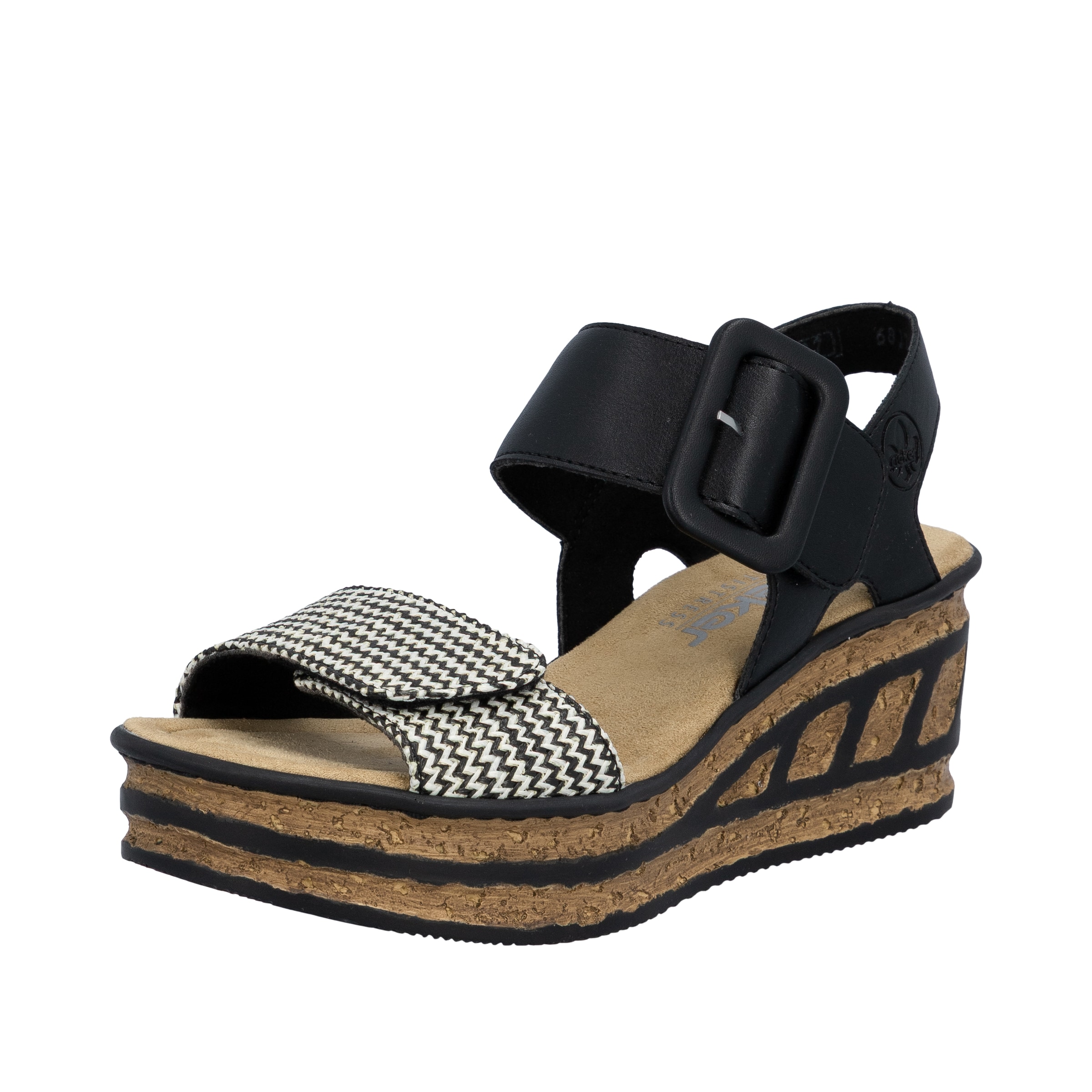 Sandales à lanières '68172' Rieker en noir : devant