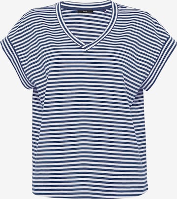 zero Streifenshirt mit V-Ausschnitt in Blau: Vorderseite